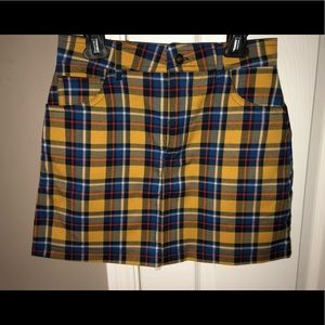 Blue and Yellow Plaid Mini Skirt